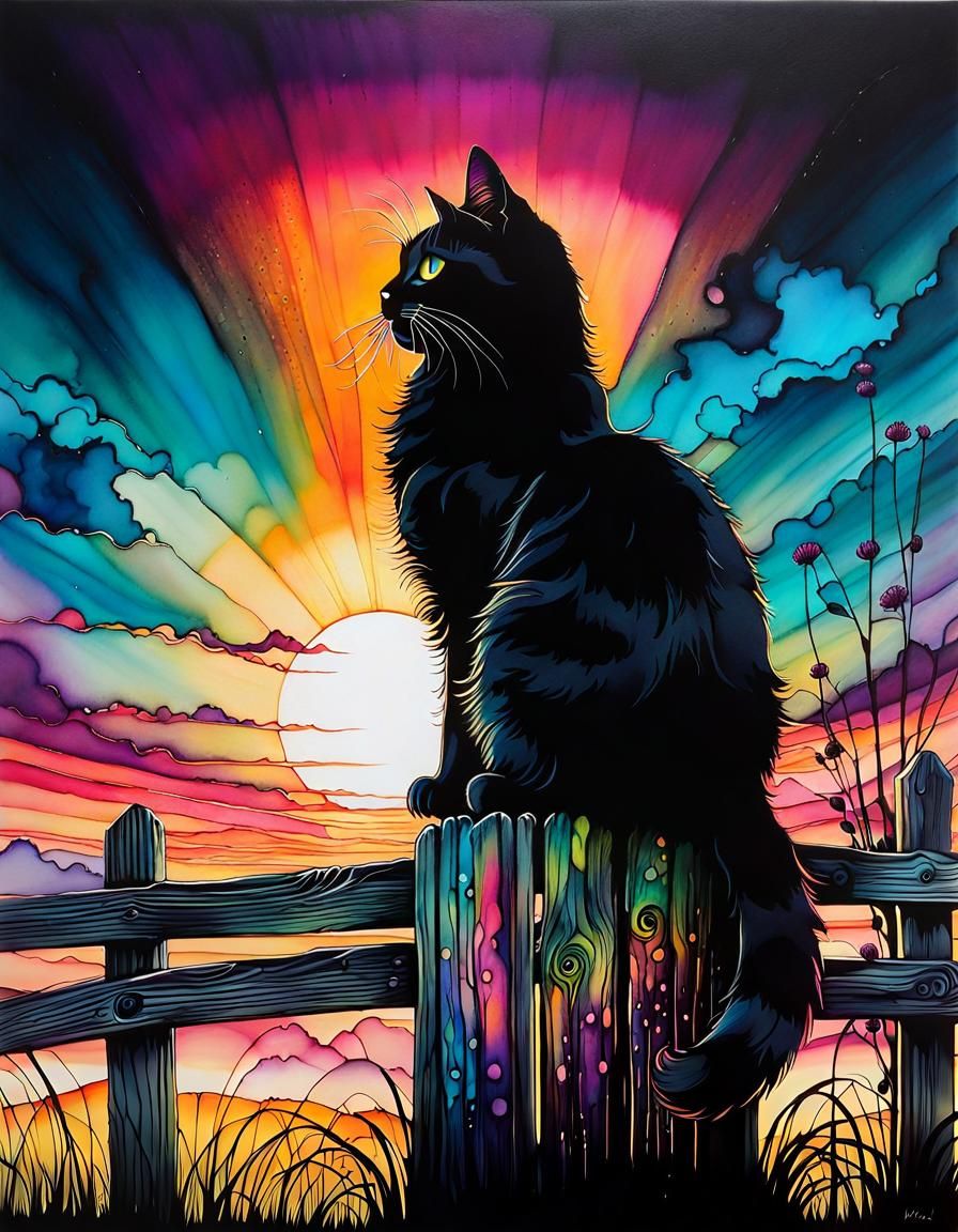 Black Cat at Sunset