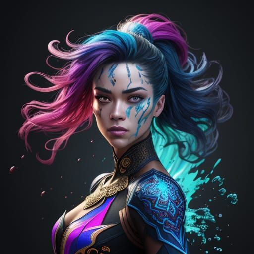 Powerful Woman Concept Art with Vibrant Colors