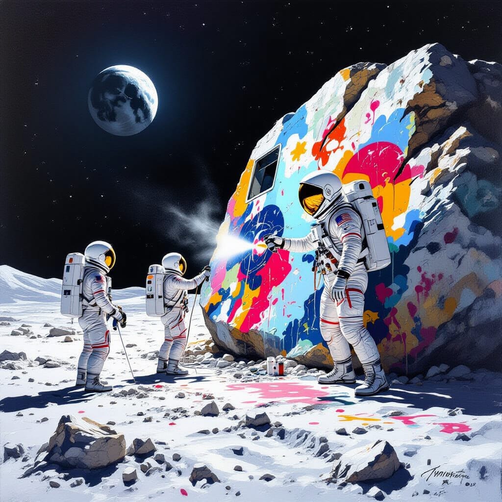 Astronauts Create Street Art on the Moon