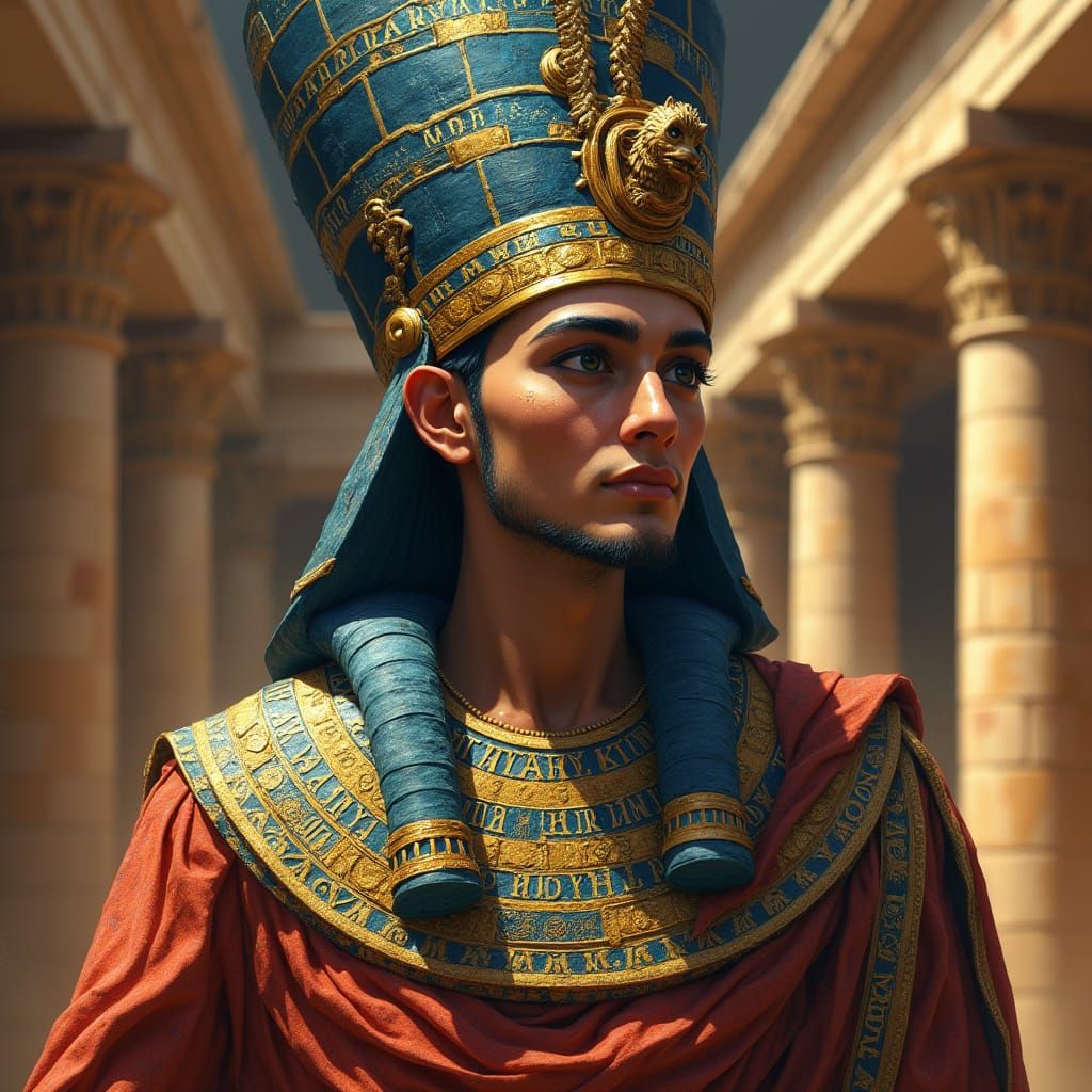 Ancient Mesopotamian King in Regal Attire