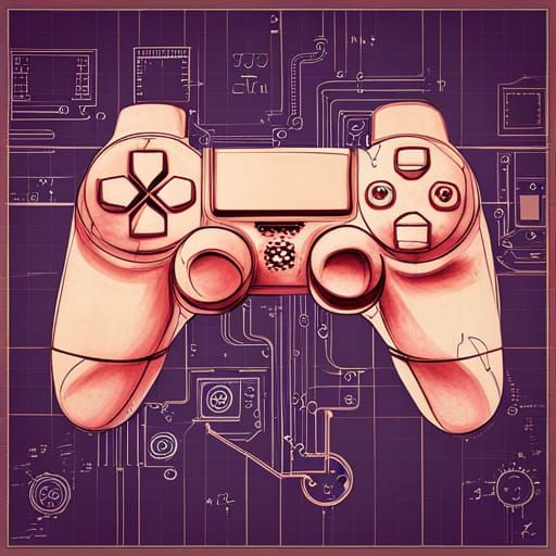 Detailed Blueprint Drawing of Playstation Controller
