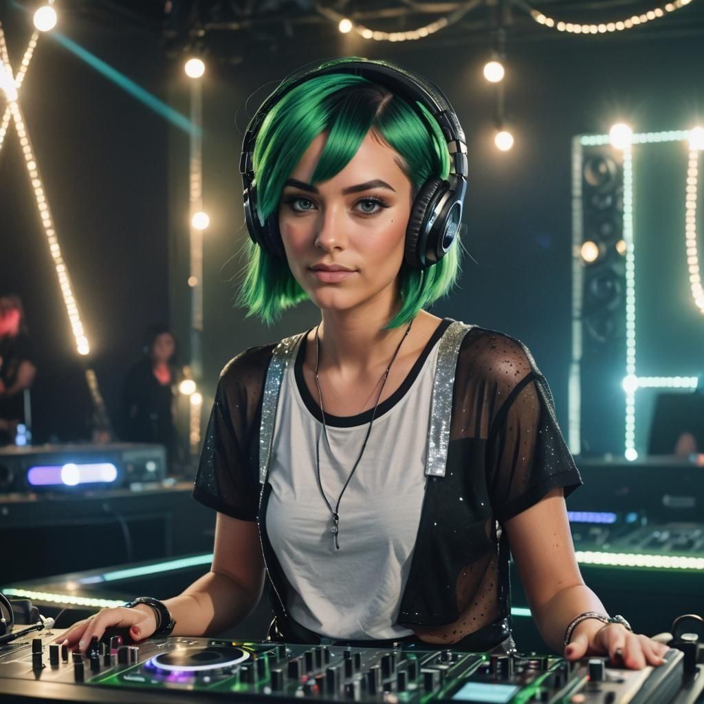 Stylish Female DJ in Modern Party Setting