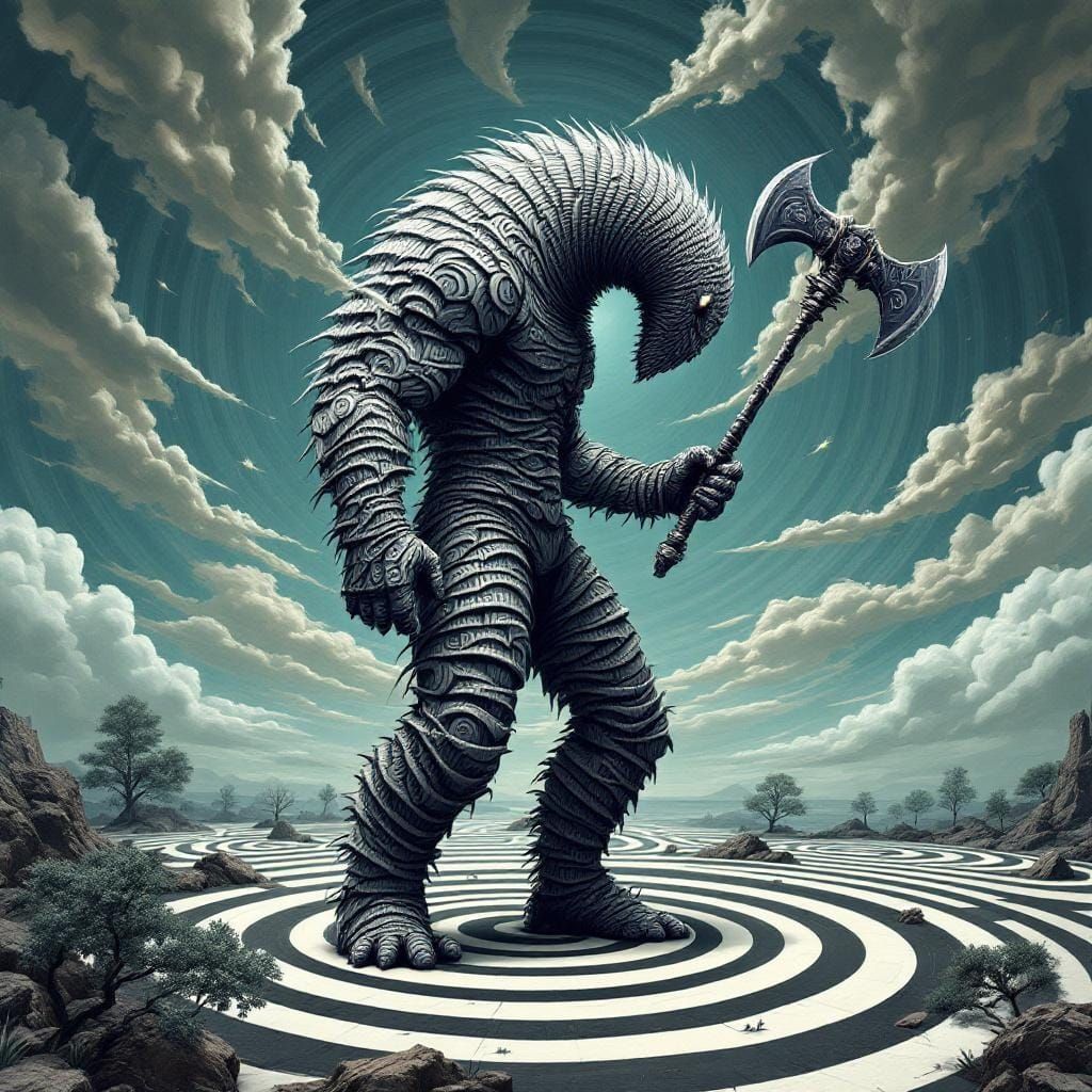 Whirling Sentinel in Kinetic Op Art Style