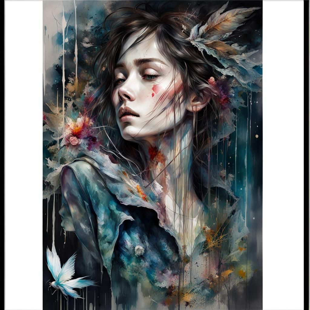 Macabre Ghost in Abandoned Hospital: Watercolor Art