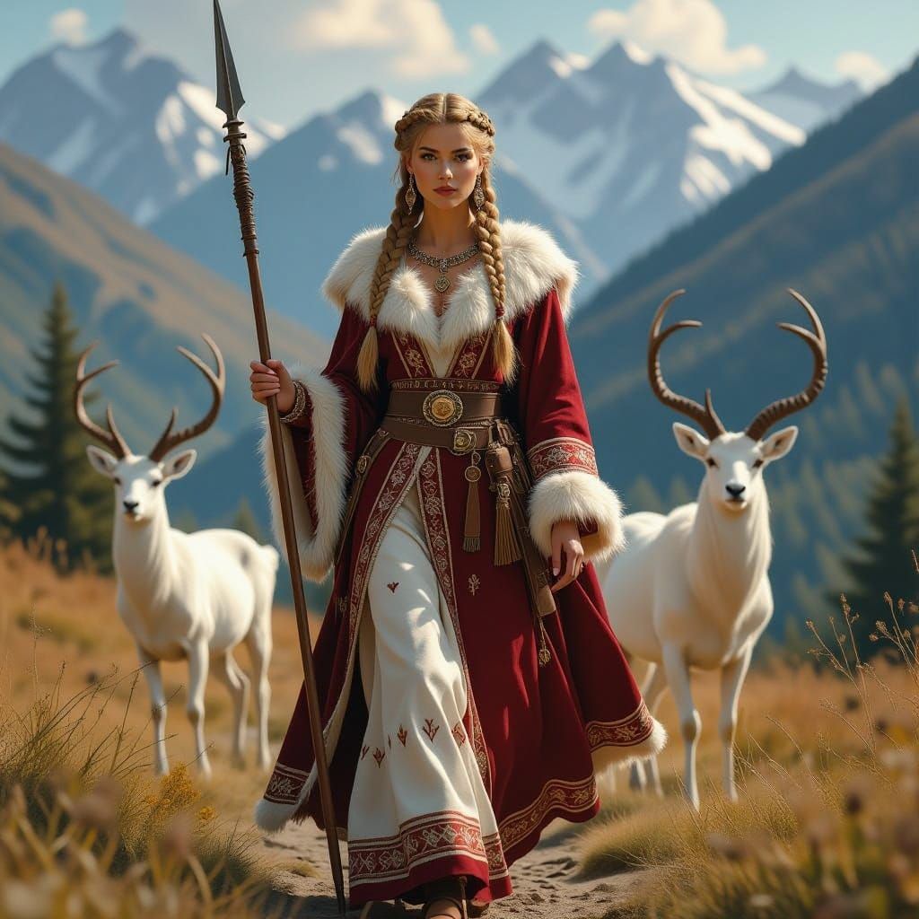 Dali Goddess of Hunting in Georgian Toga Gown