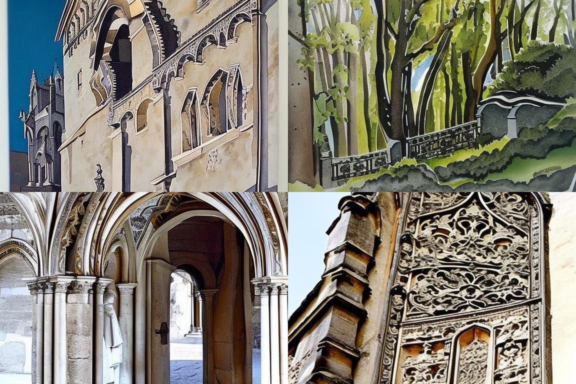 St. Francis at Benedictine Abbey: Pen and Ink Drawing