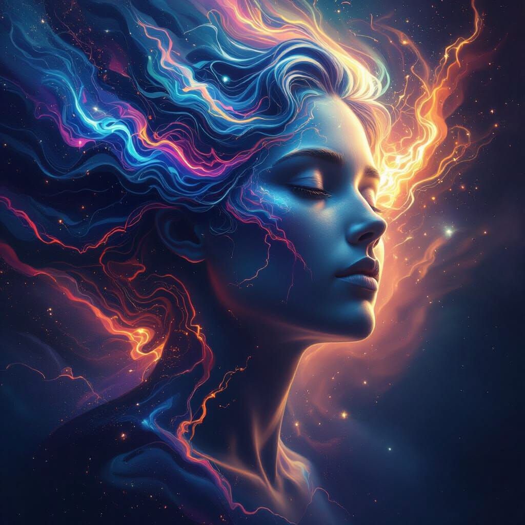 Ethereal Soul Portrait with Cosmic Energy