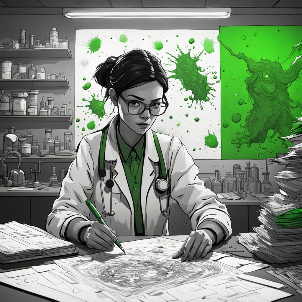 Monochrome Scientist Sees Color Bleed: Fantasy Art