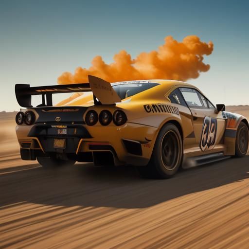 Race Car Speeding with Abstract Smoke Trails