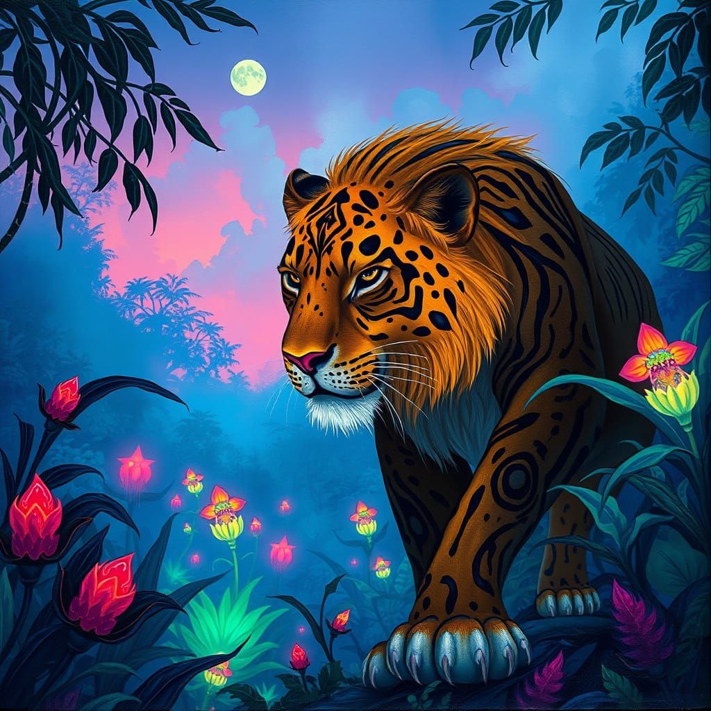 lioness with intricate tribal markings