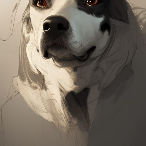 Detailed Dogs Portrait in Art Nouveau Style