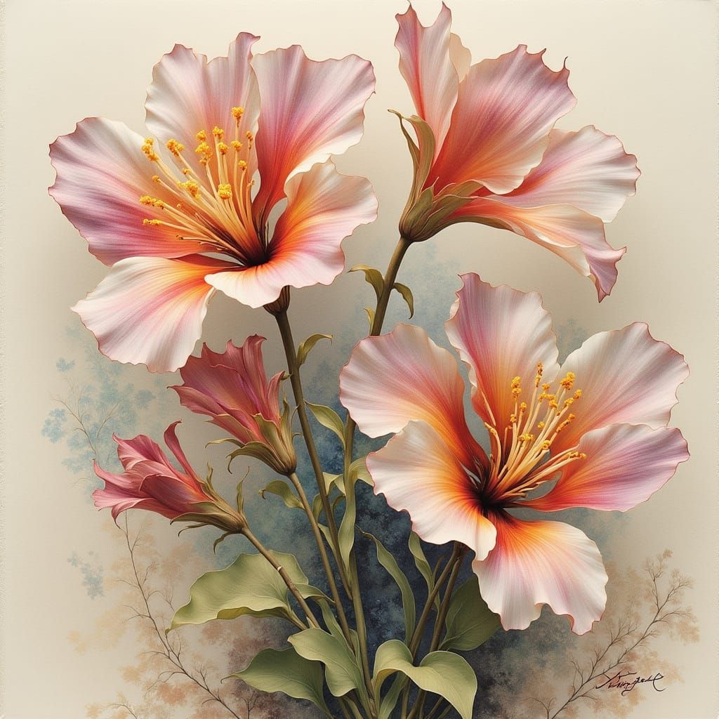 Flowers in Sumi-e Style by Lee Bogle