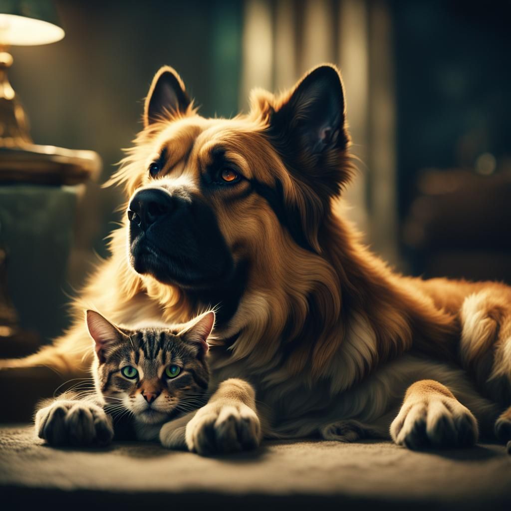 Cinematic Dog and Cat Film Still