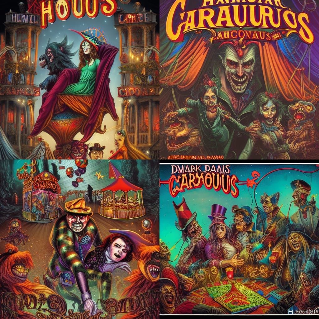 Haunted Circus Carnival in Comic Book Style