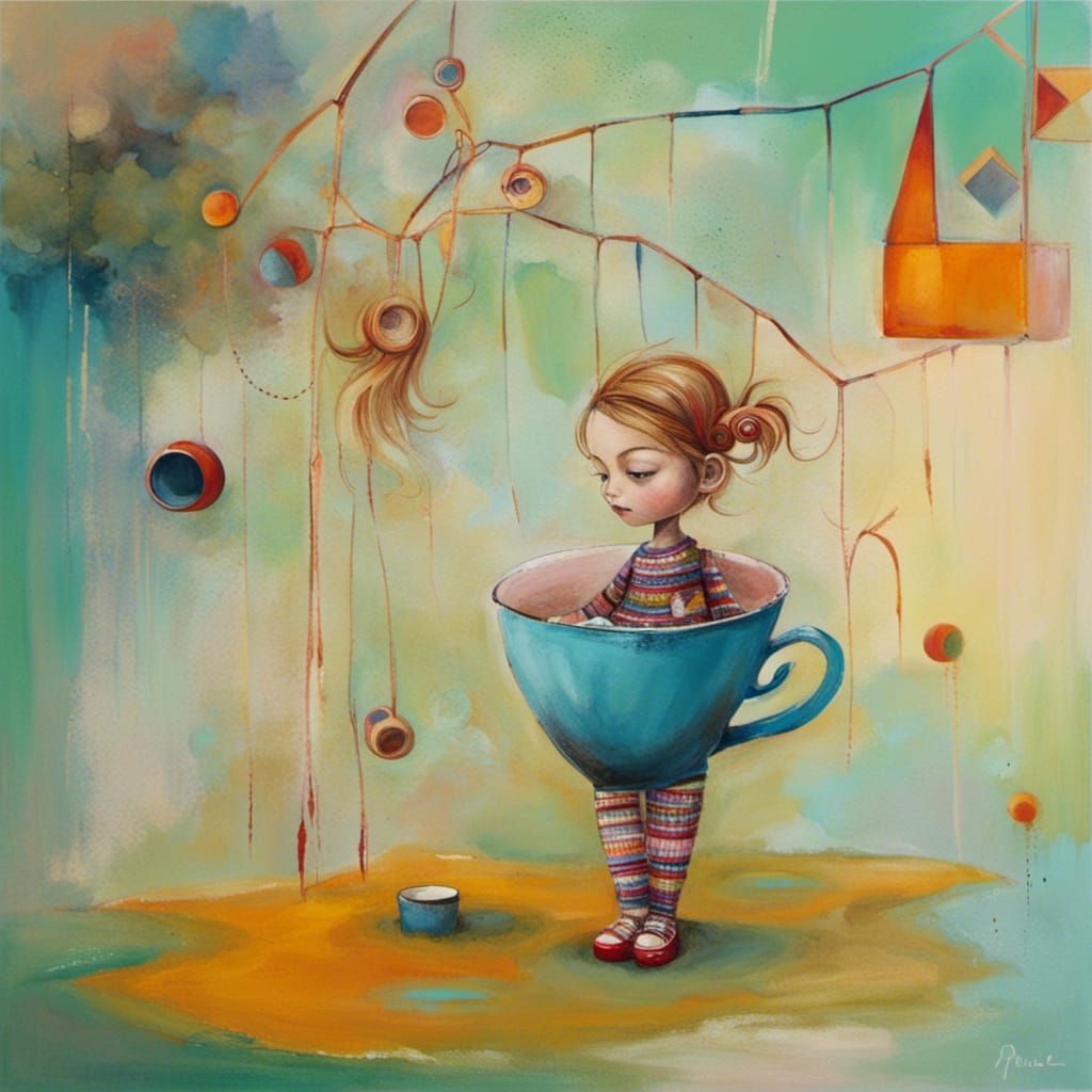 Teacup Pixie in Abstract Playground Art