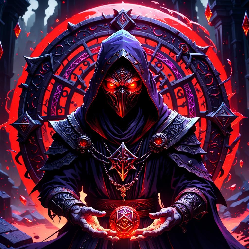 Glowing Warlock with Magical Runes in Dark Fantasy Art