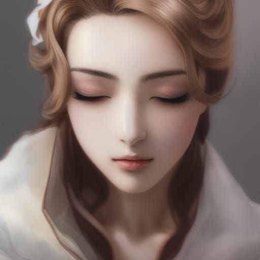 Sensual Girl Portrait in Ghibli-Inspired Neoclassical Style
