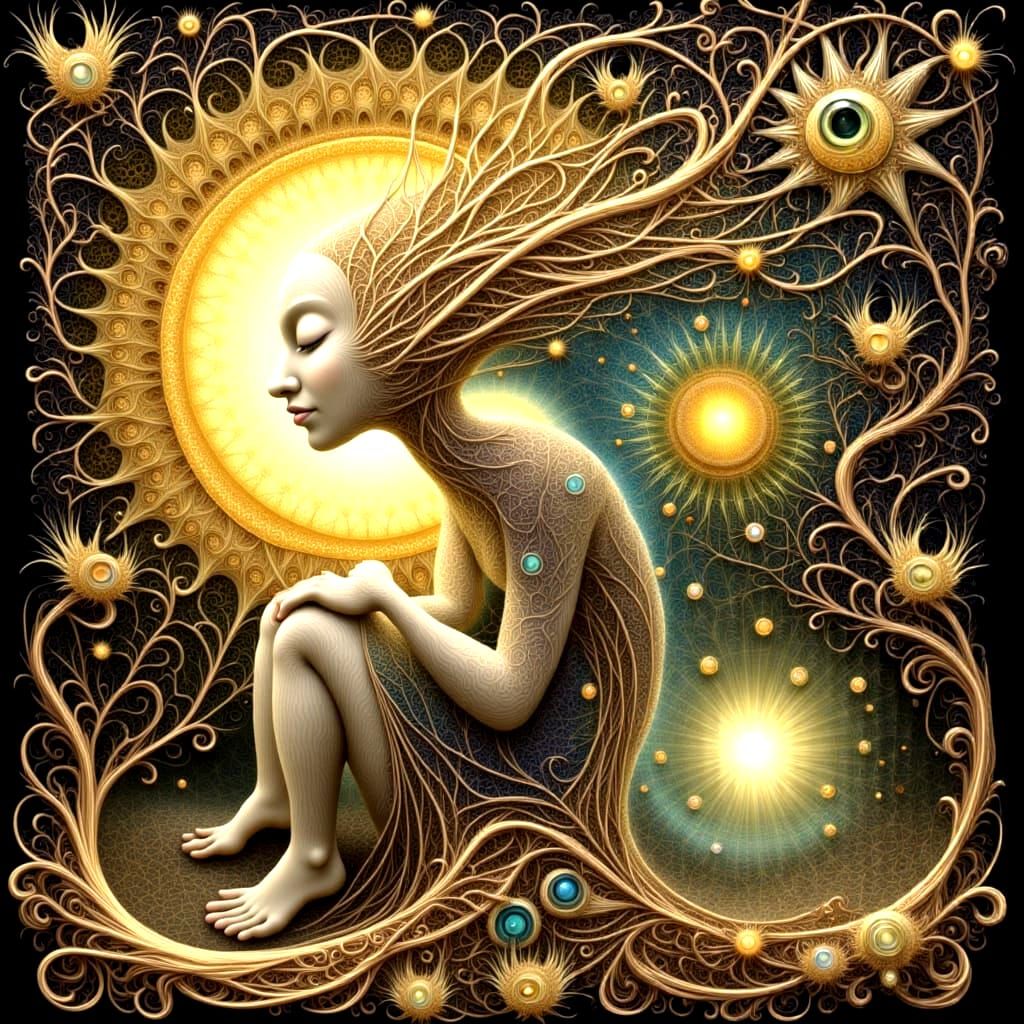 Mystic Being Contemplating Parallel Realms