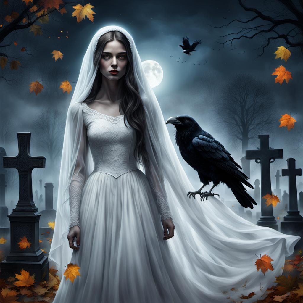 ghost of a girl in a white dress