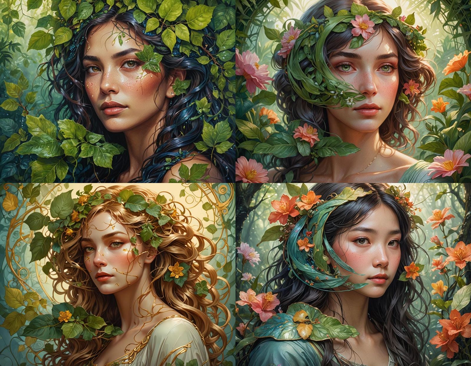 Nature-Inspired Portrait in Hyperdetailed Art Style