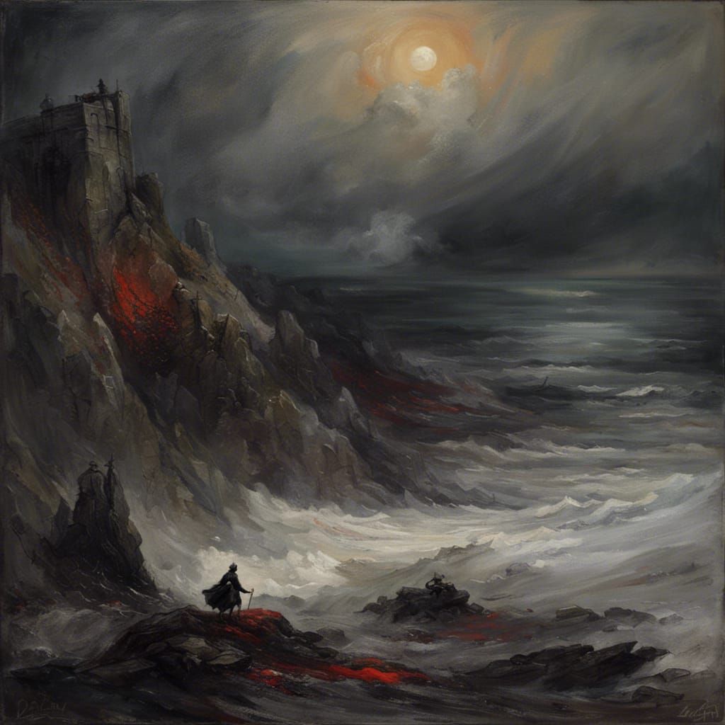 Lonely Rider at Sunset: Impressionist Oil Painting