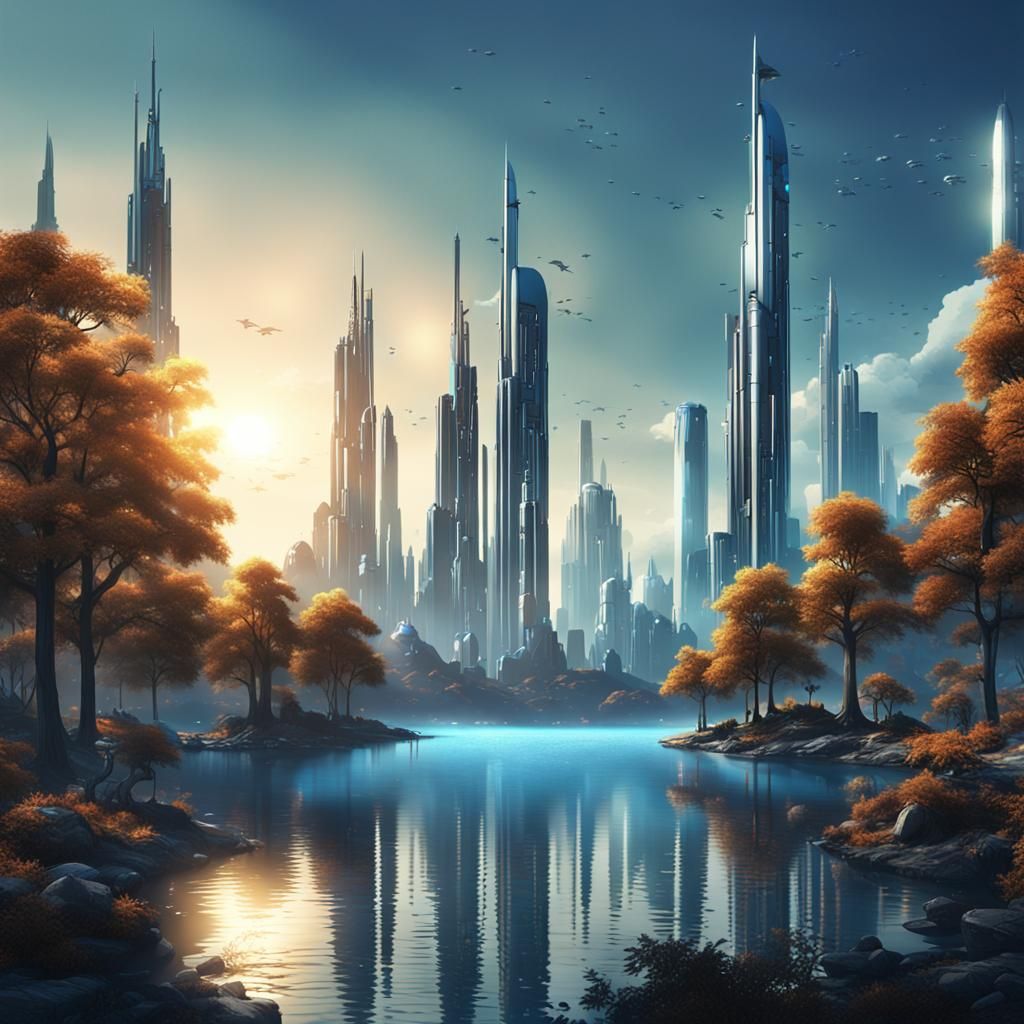 Futuristic City Skyline at Sunrise in Unreal Engine