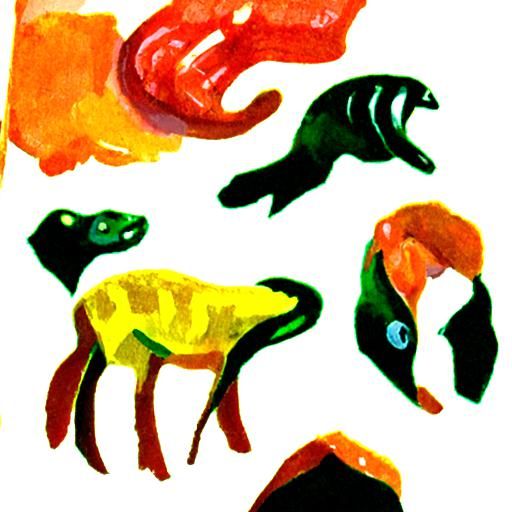 Detailed Gouache Painting of Diverse Animals