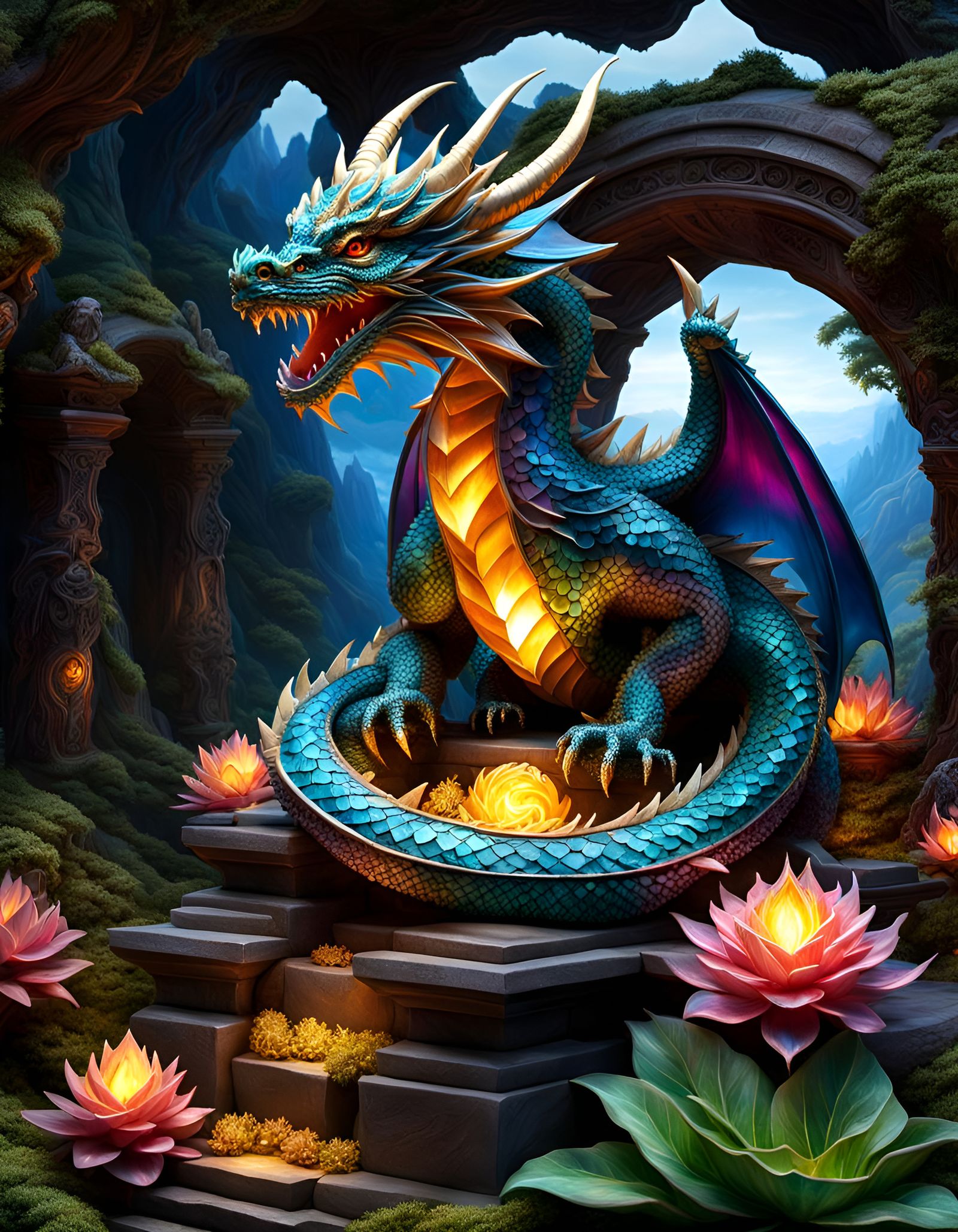 Shining Crystal Dragon Shrine with Celtic Symbology