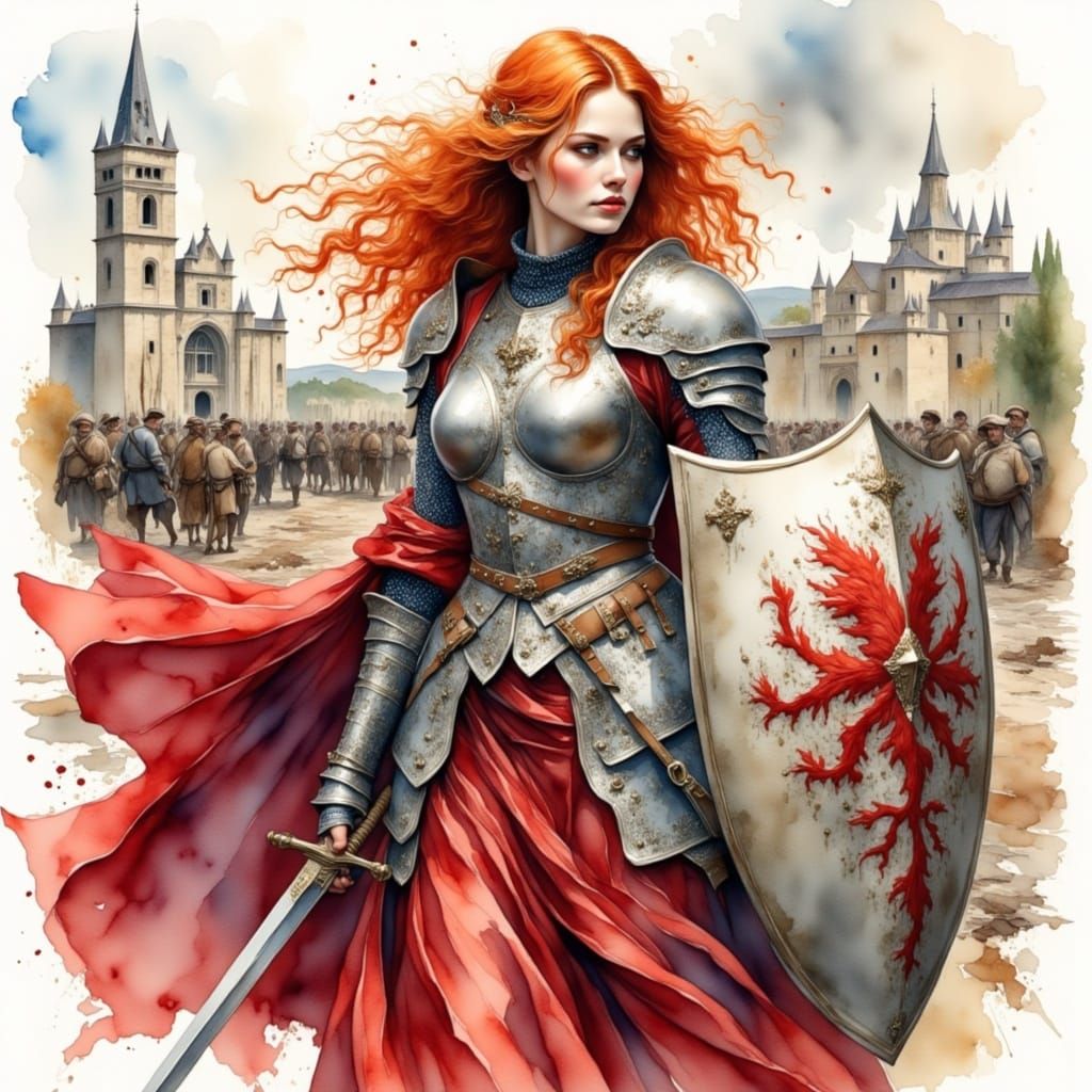 Medieval Warrior Empowered by Watercolour