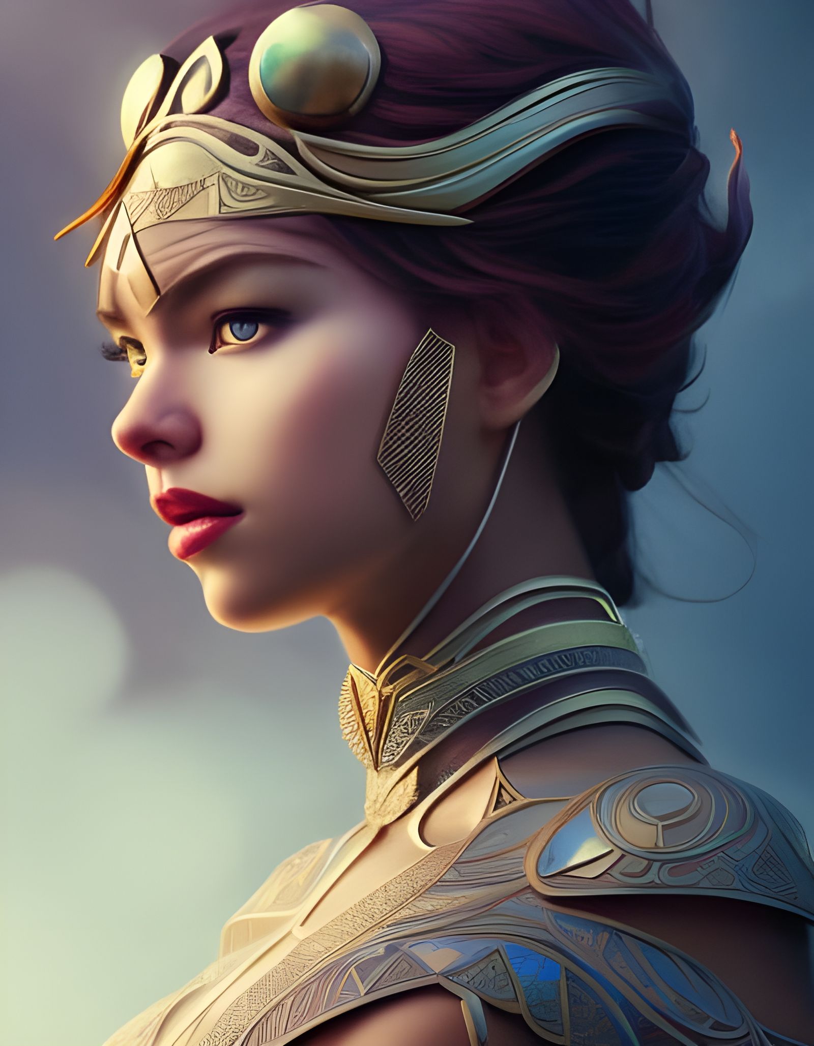 Moana Superheroine in Solarpunk Art Deco Armor