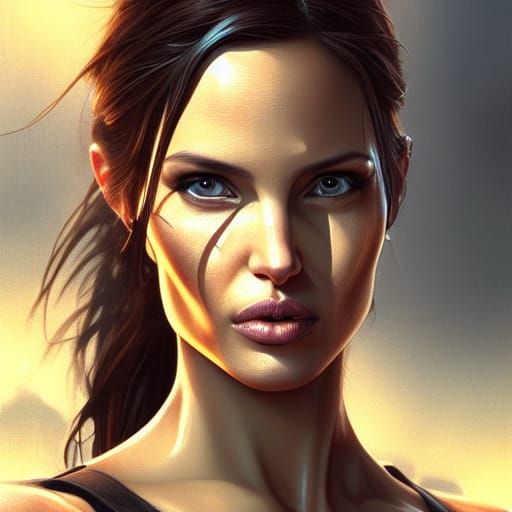 Lara Croft Portrait in Digital Art Style