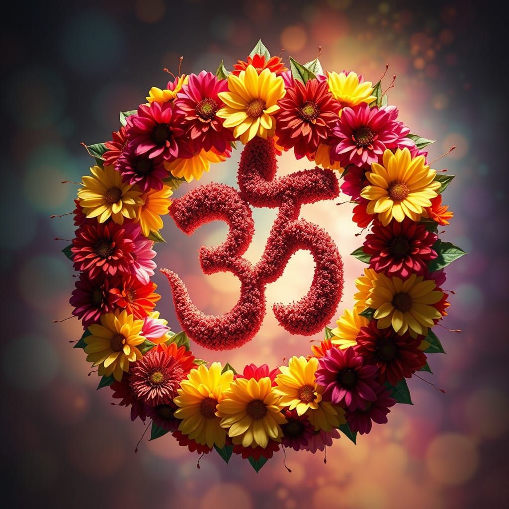 Surreal Flower Goddess Unfolds Sacred Aum