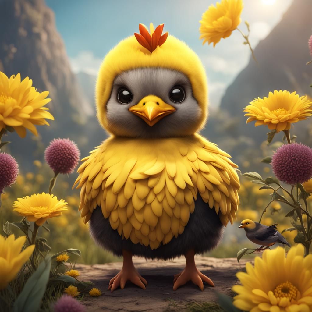 Baby Chick in Vulture Costume Digital Art