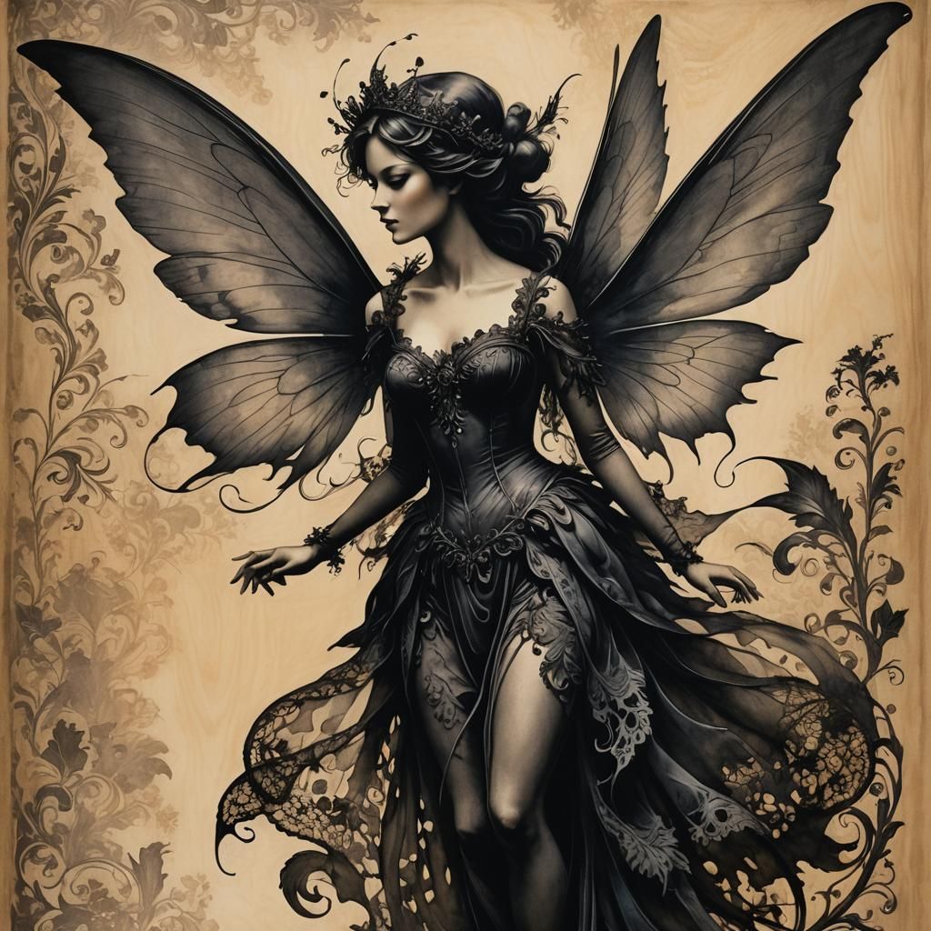 Ethereal Fairy Silhouette in Baroque Style
