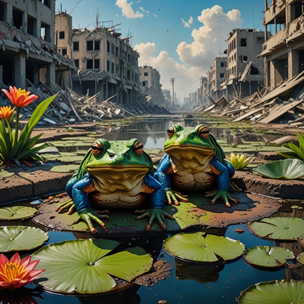 Surreal Political Satire: Trump and Netanyahu Toads