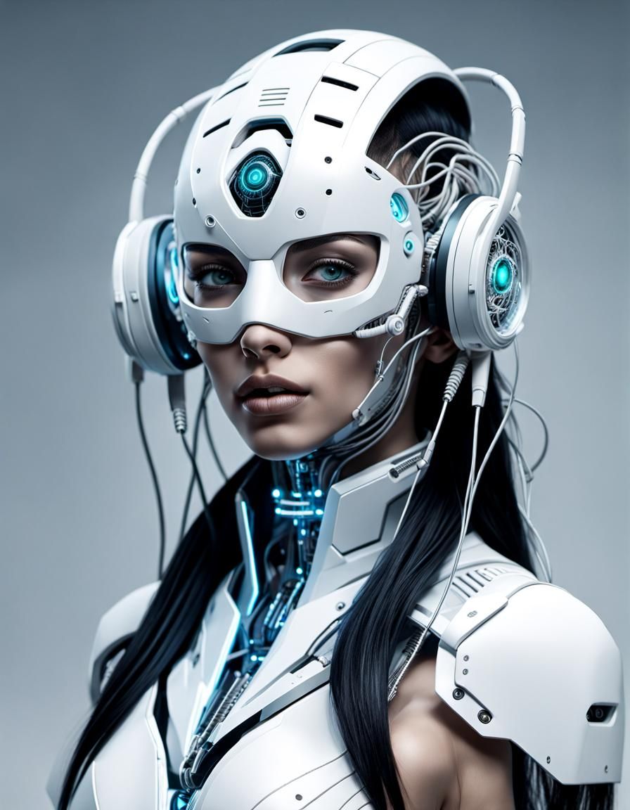 Cyberpunk Woman with Mask and Biomechanical Details