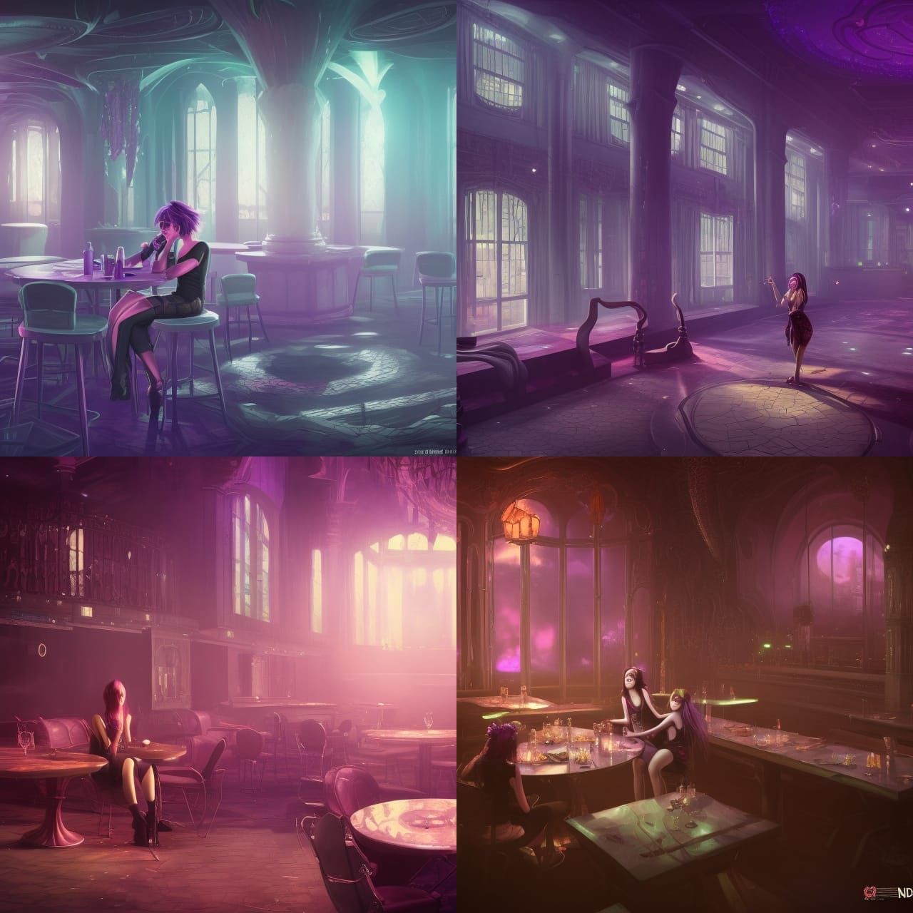 Purple-Haired Singer Eats Alone in Empty Nightclub