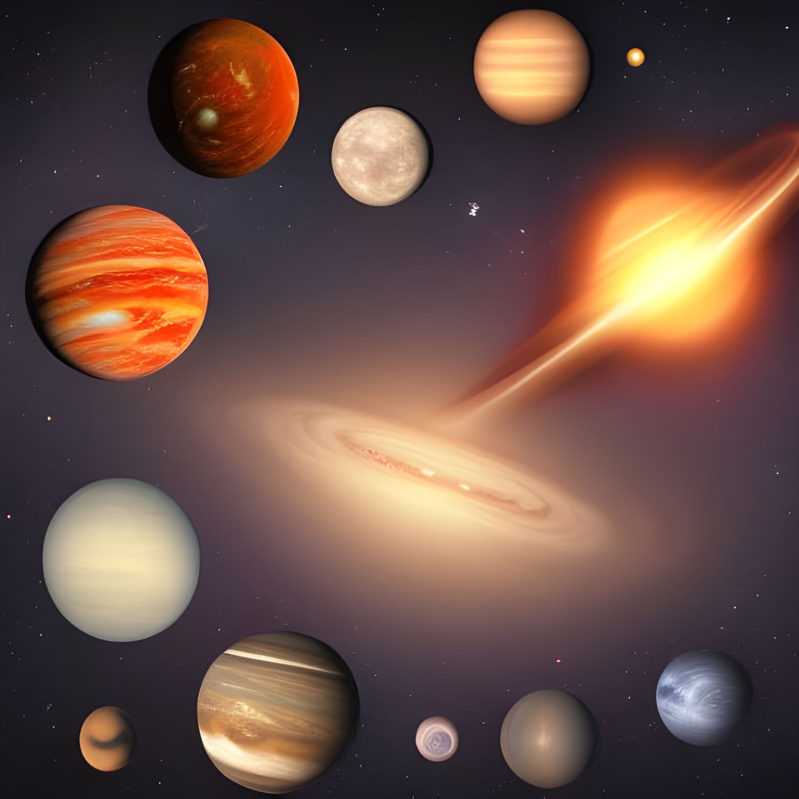 Galaxy Planets Solar System AI Generated Design