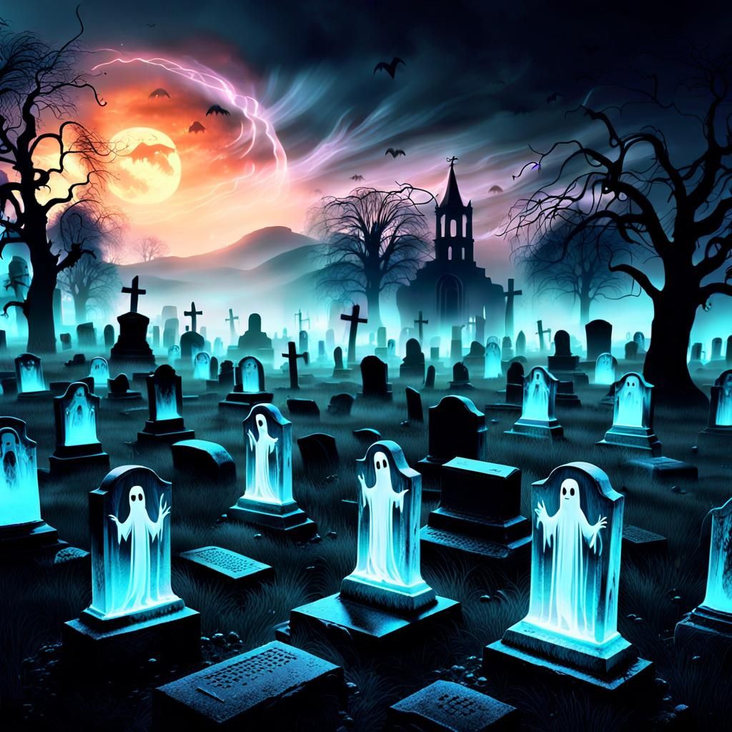 Ghosts Fill Graveyard in Cinematic Concept Art