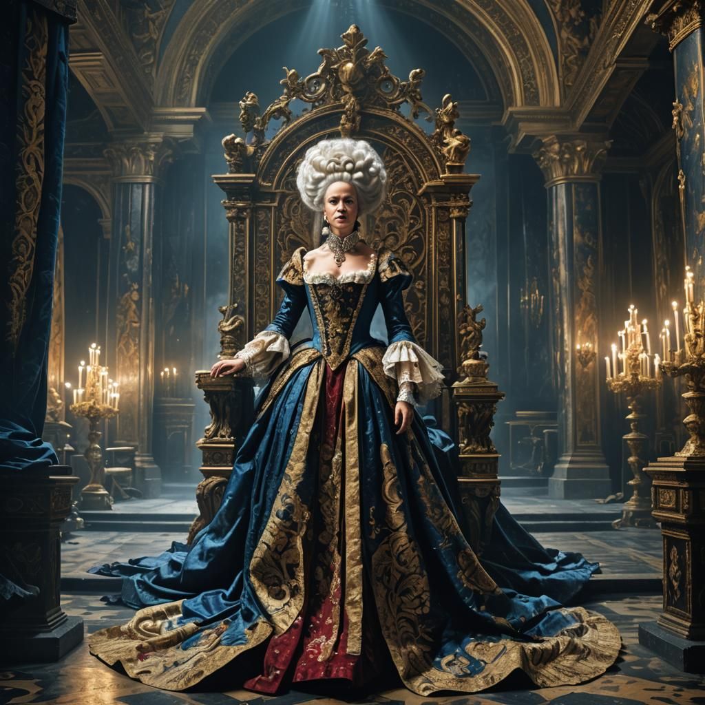 Marie Antoinette in Dark Fantasy Throne Room