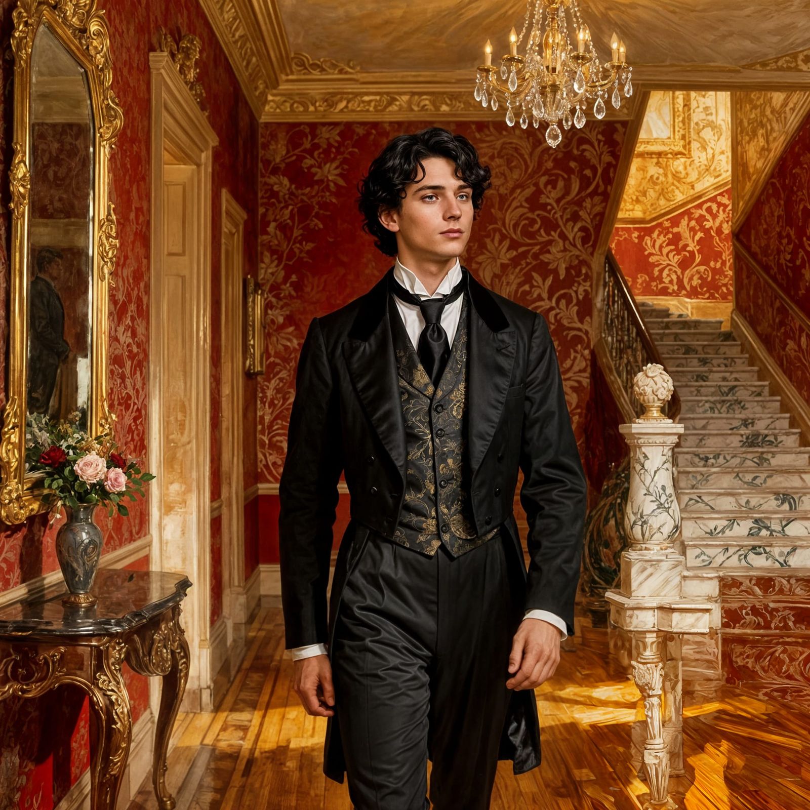 Victorian Gentleman in Rich Hallway Painting