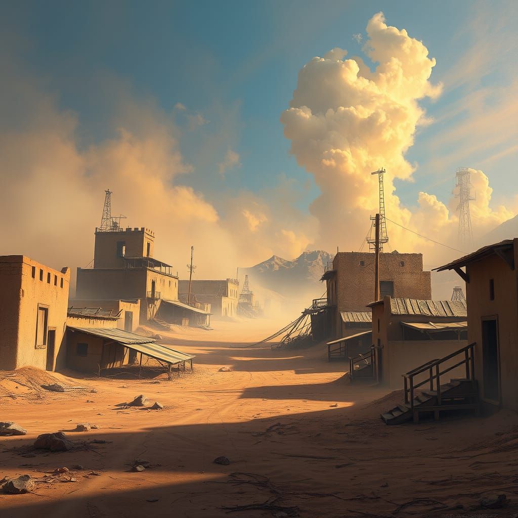 Hyperrealistic Dry Town Concept Art