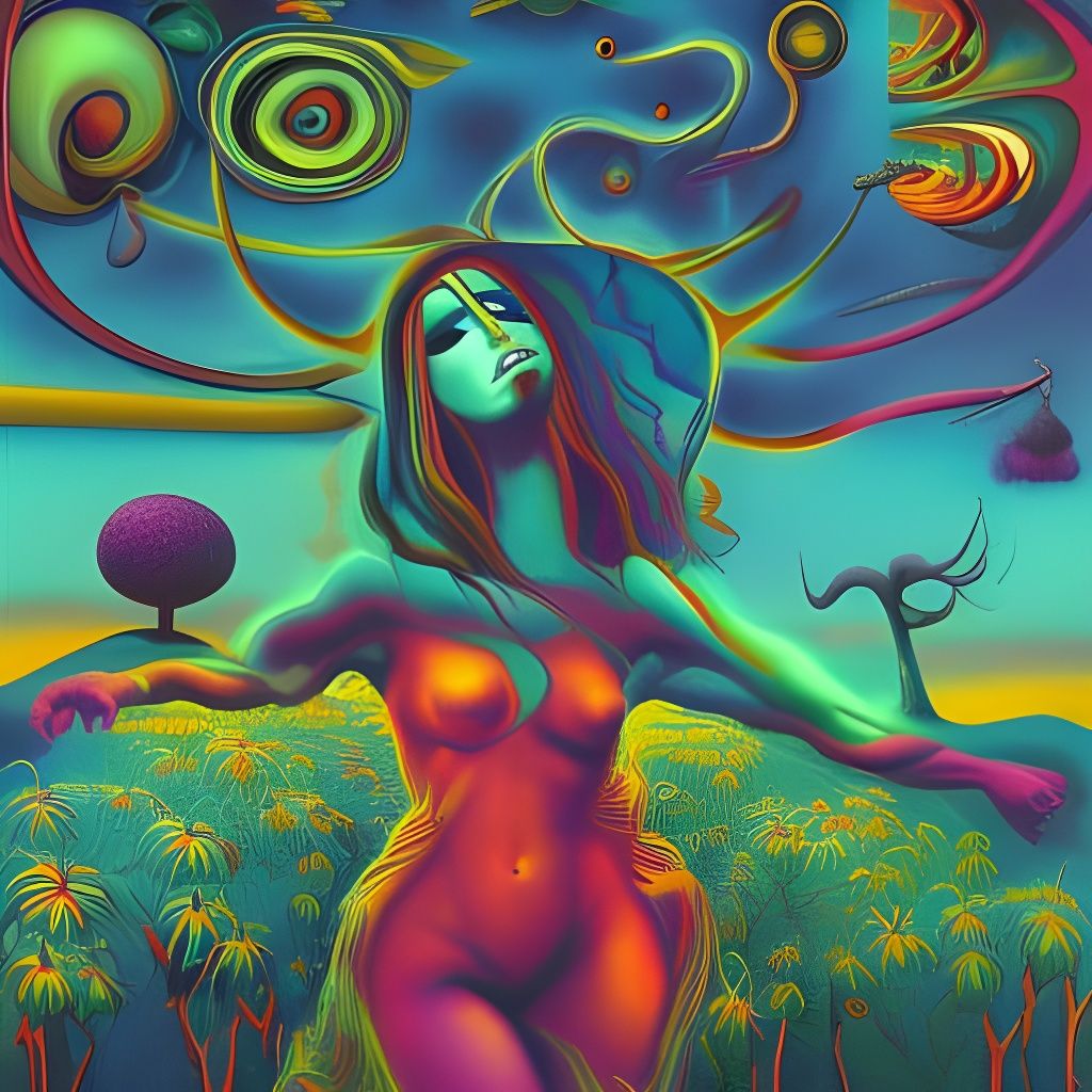 Psychedelic Forest with Optical Illusions and Fractals