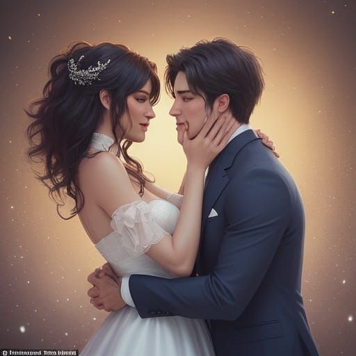 Romantic Dream Lover in a Moonlit Garden