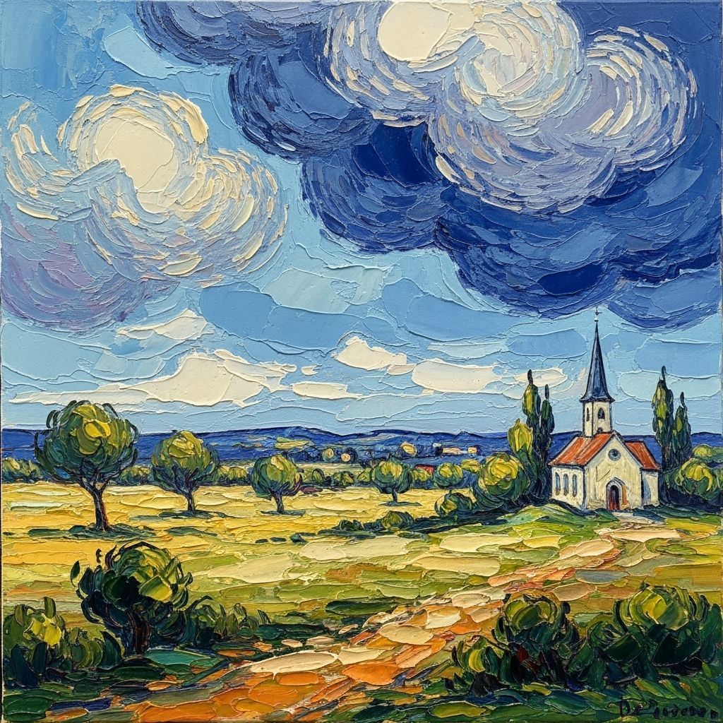 Impressionist Oil Painting of a Serene Plain