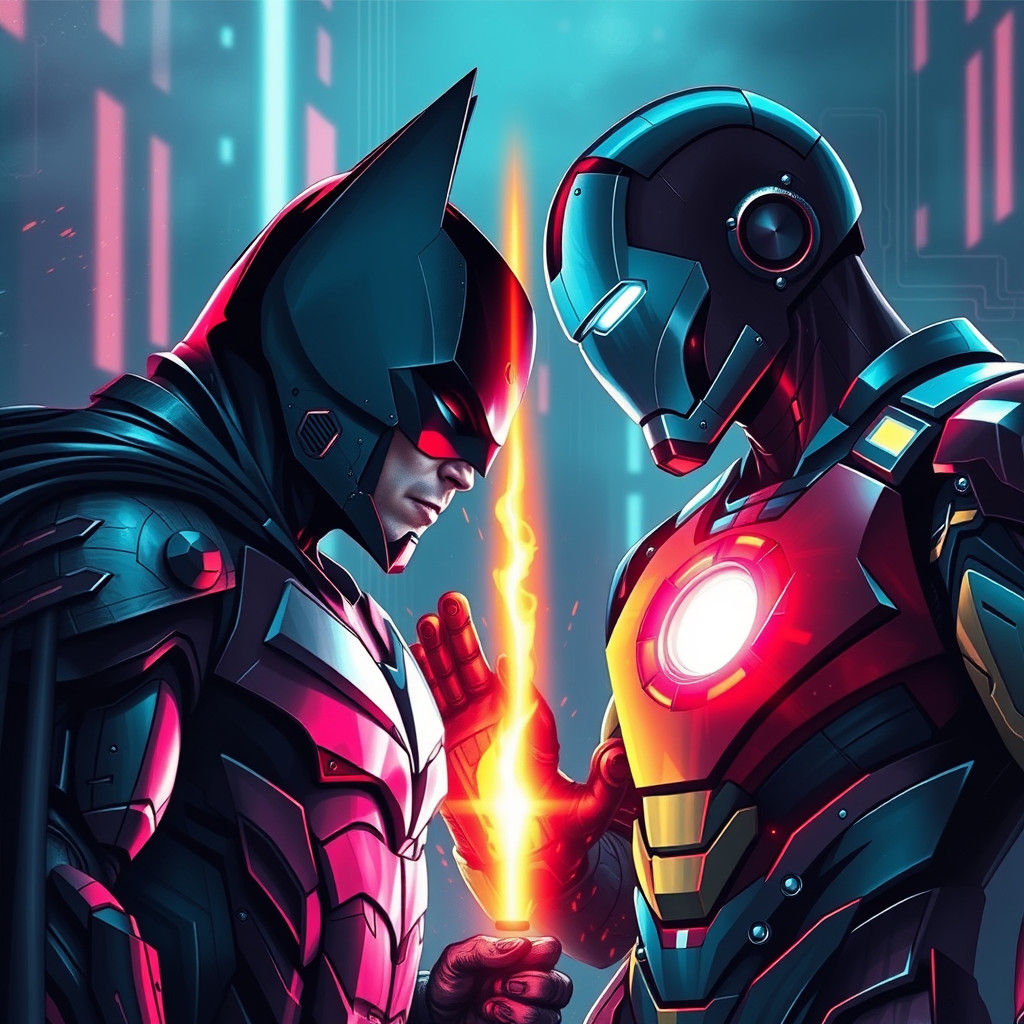 Batman vs Ironman in Cyberpunk 2099
