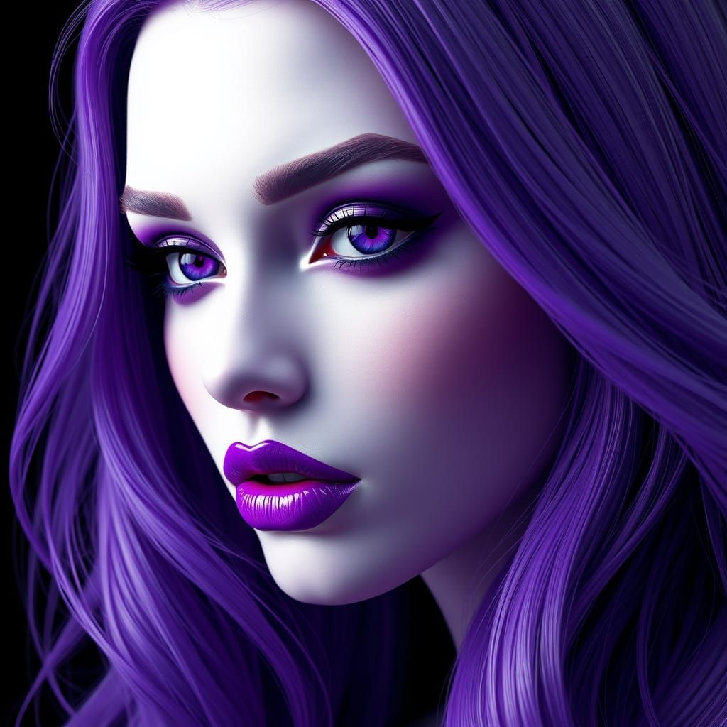 Glamorous Woman with Purple Accents in 3D-HD