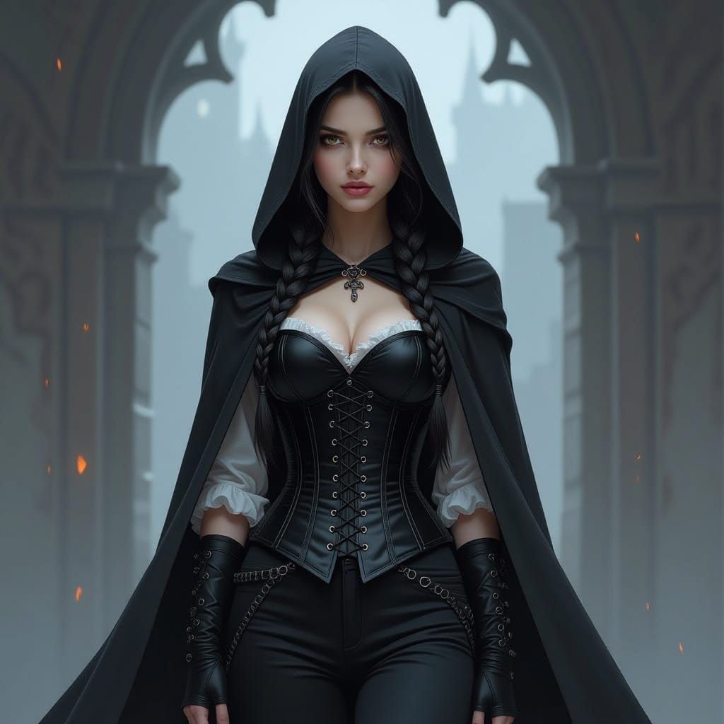 Mysterious Gothic Fantasy Girl in Dramatic Shadows