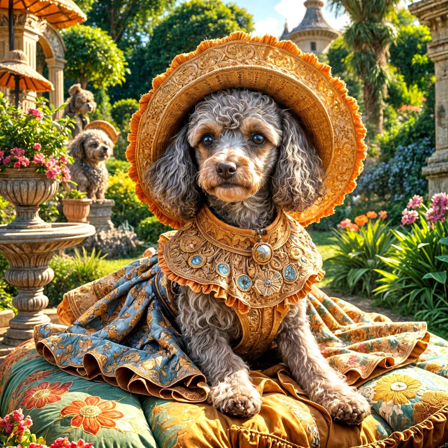 Poodle in Giant Hat: Digital Painting