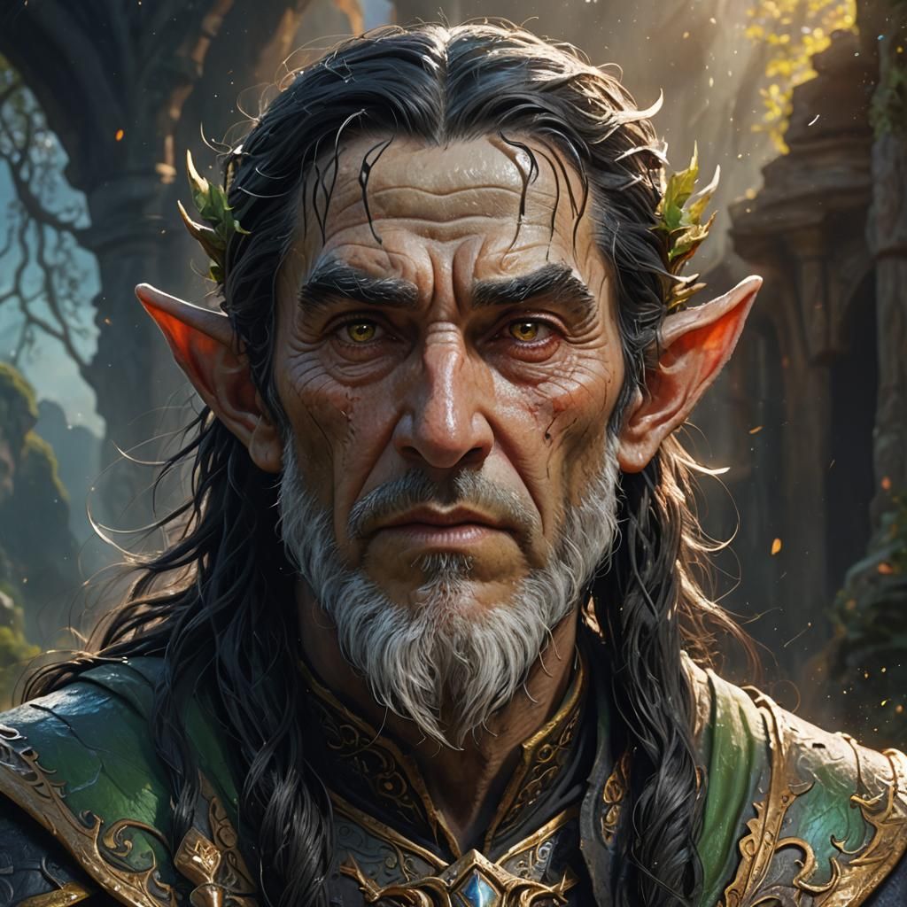 Noble Elf Portrait in Dark Fantasy Style